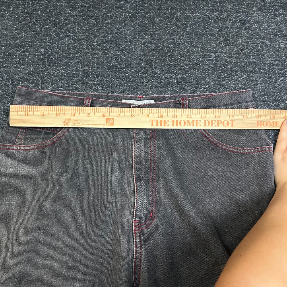 Juke Box Jeans Women 16 Black Good Vintage High Rise Straight Red Stitch Denim - Picture 11 of 15